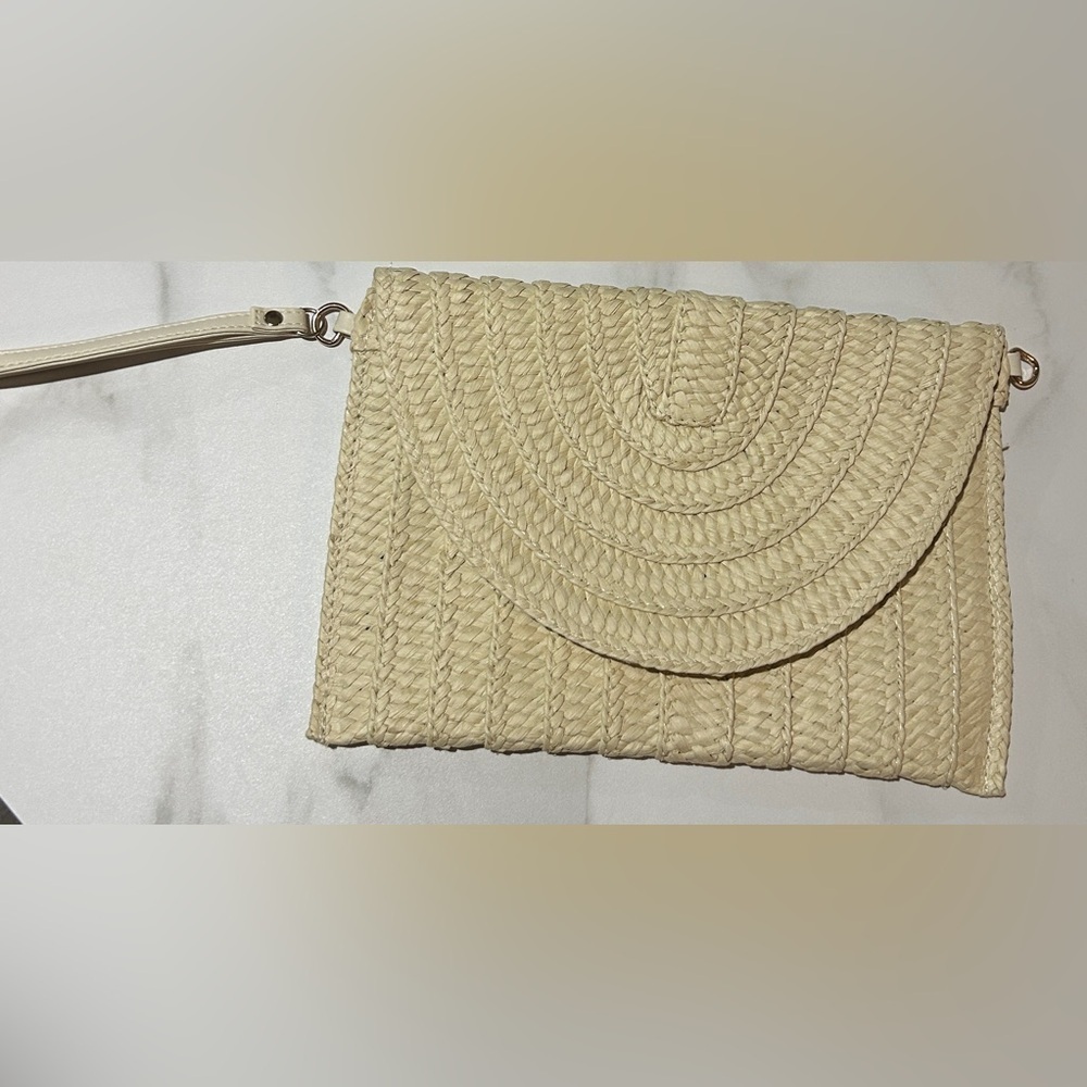 Elegant Cream Woven Clutch